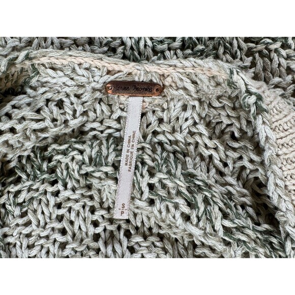 Free People Open Knit Cropped Sweater Boho V Back Top - Picture 6 of 6